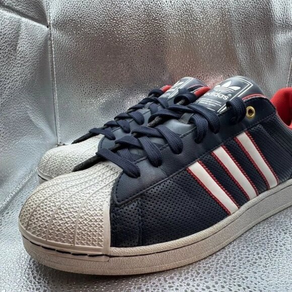 Size 13 Adidas Superstar Perforated Multicolor Mens Low Top Sneaker Shoes C76022 - Picture 4 of 9